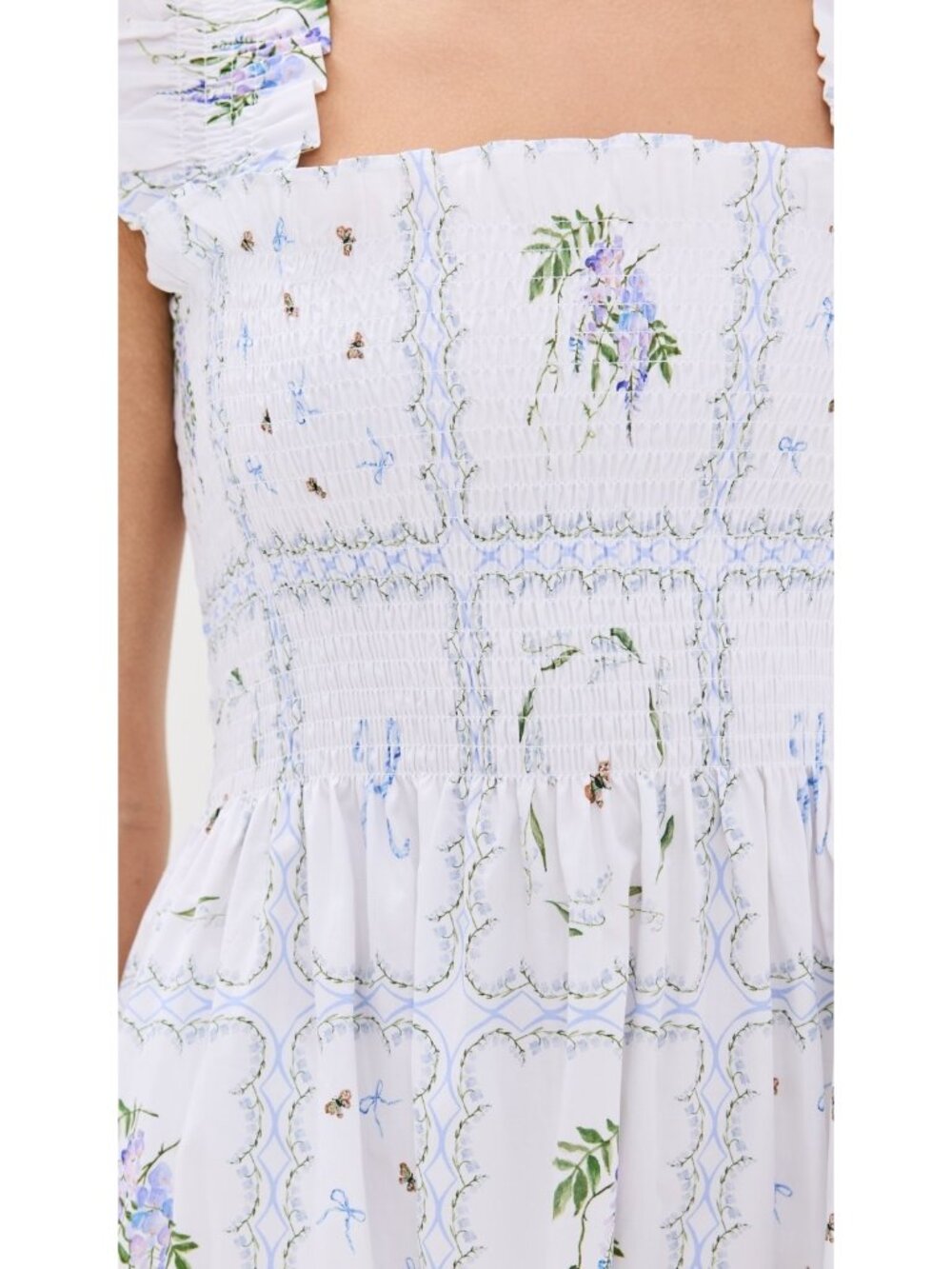 NWT Hill House Ellie Nap in Small Scale Floral Patchwork Smocked Midi Dress S - Picture 3 of 10